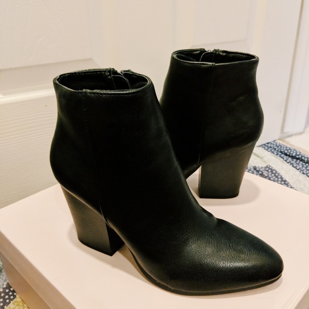 Black Block Heeled Booties